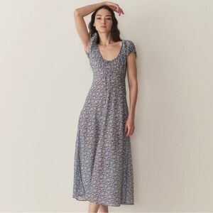 Doen Sofia Tea Floral Blue Maxi Dress - M